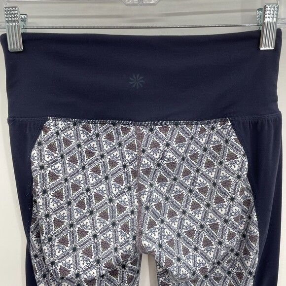 ATHLETA Mantra Mosaic Blue Arabesque Mesh Capri Leggings Size XSP XS Petite - Picture 6 of 10